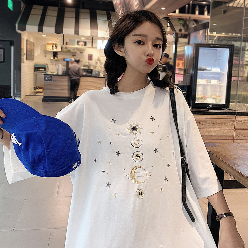 New Loose Large Size Slim Round Neck Top Clothes