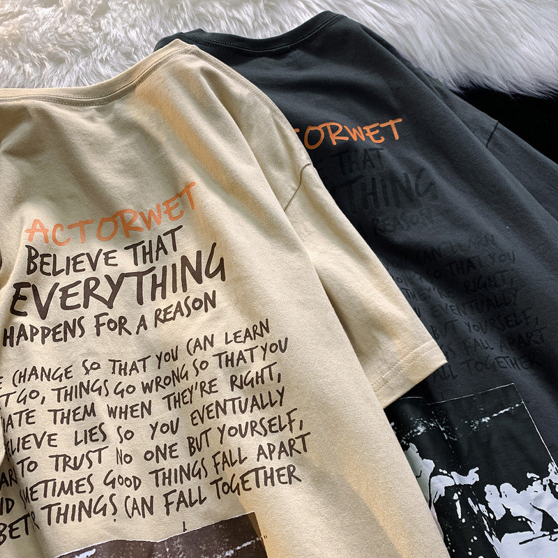 Men's Loose Printed Short Sleeve T-Shirt Top