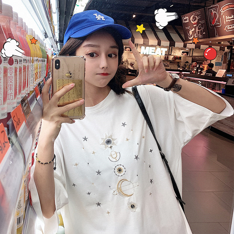 New Loose Large Size Slim Round Neck Top Clothes