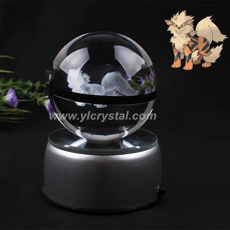 Pokemon Crystal Ball 3D Pikachu Gengar Mew Mewtwo Lamp Base Pokeball Crystal Pokemon Glass Ball Figure Night Light Birthday Gift