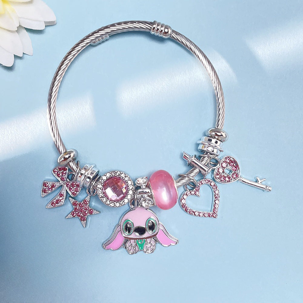 Panja Stylized Bracelet Adjustable Open Design Simple Minimalist Cute Stainless Steel Bangle for Women