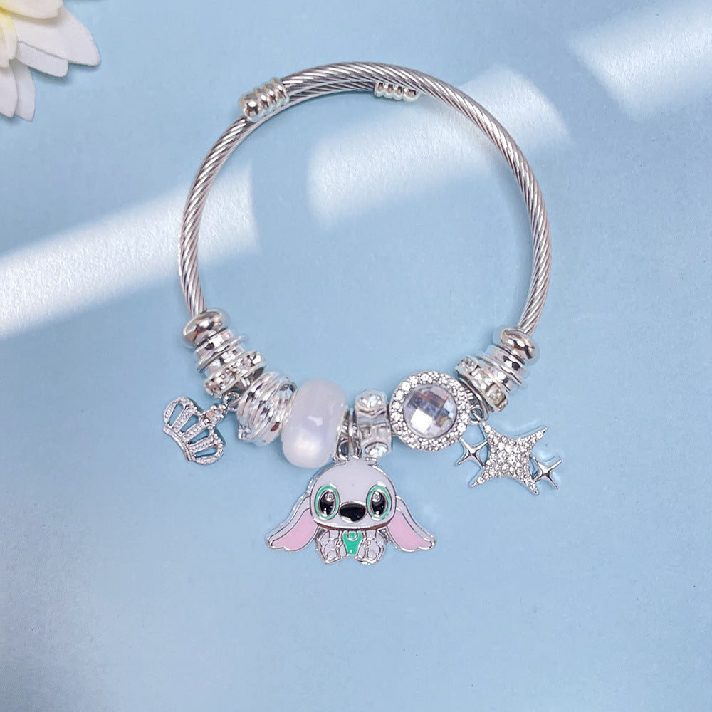 Panja Stylized Bracelet Adjustable Open Design Simple Minimalist Cute Stainless Steel Bangle for Women