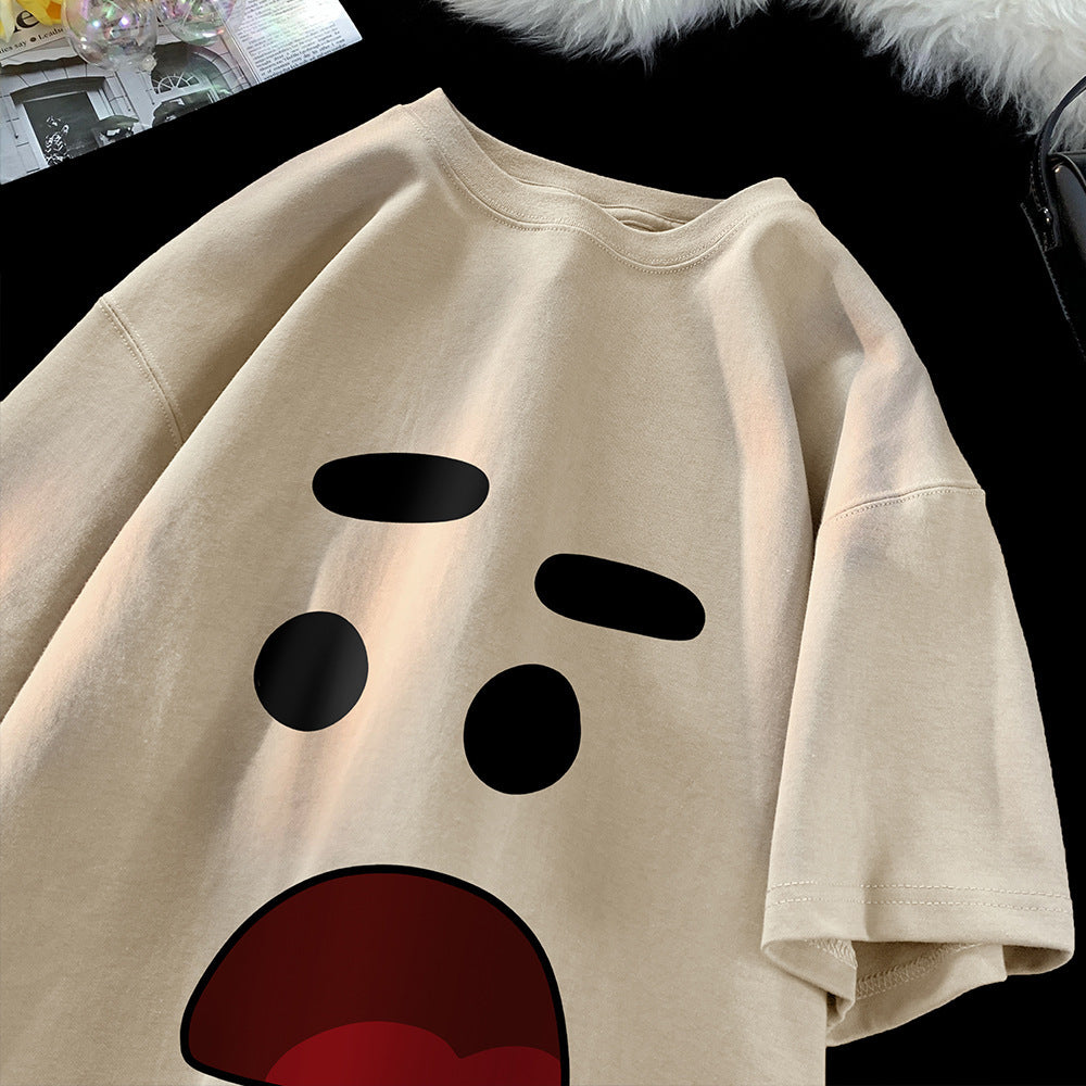 Casual Half Sleeve Oversized Couple Loose Easy To Match Clothes Short Sleeve