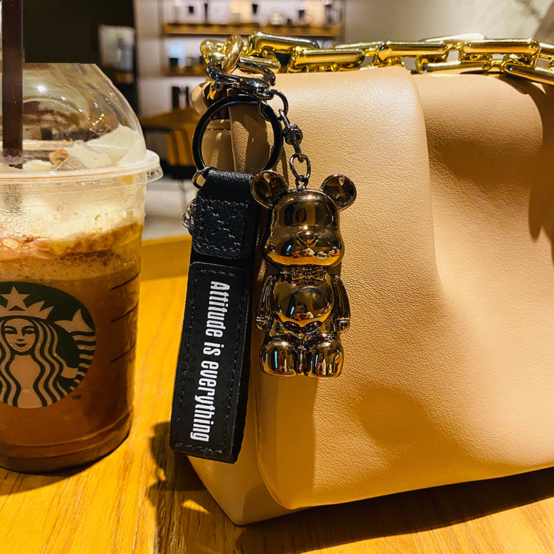 Cartoon Colorful Bow Tie Bear Key Chain Girls Fashion Cute Net Red Car Key Ornaments School Bag Pendant Key Chain