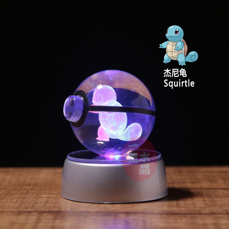 Pokemon Crystal Ball 3D Pikachu Gengar Mew Mewtwo Lamp Base Pokeball Crystal Pokemon Glass Ball Figure Night Light Birthday Gift