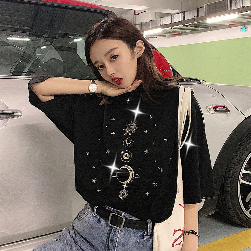 New Loose Large Size Slim Round Neck Top Clothes