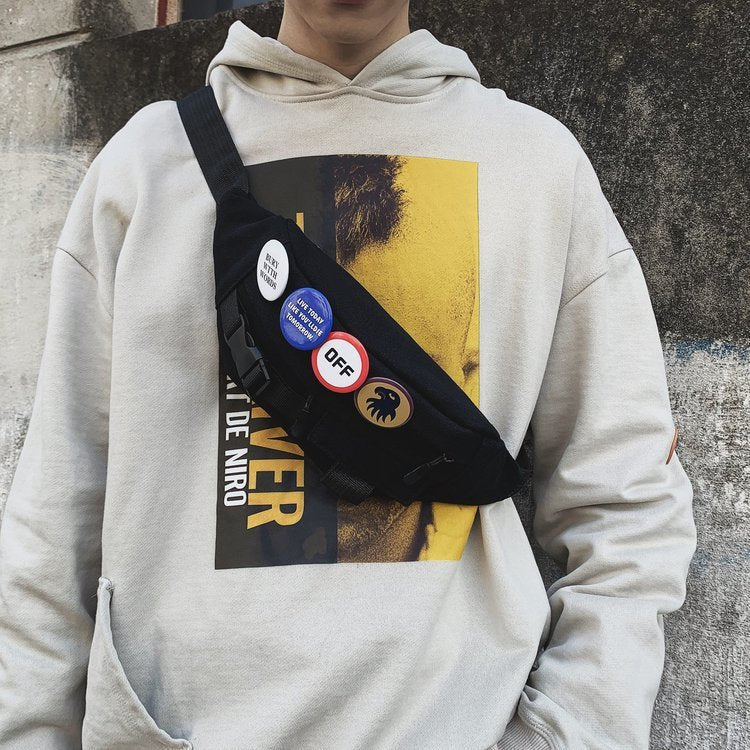 Wind Retro Tooling Style Personality Letter Badge Male And Female Student Chest Bag