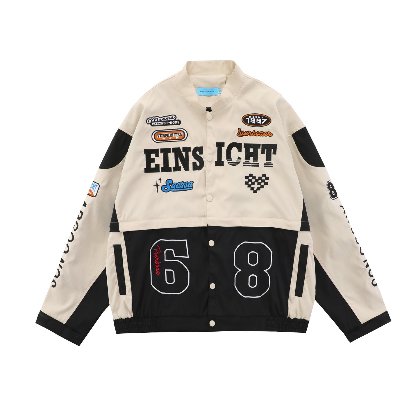 Locomotive Style Letter Embroidered Coat