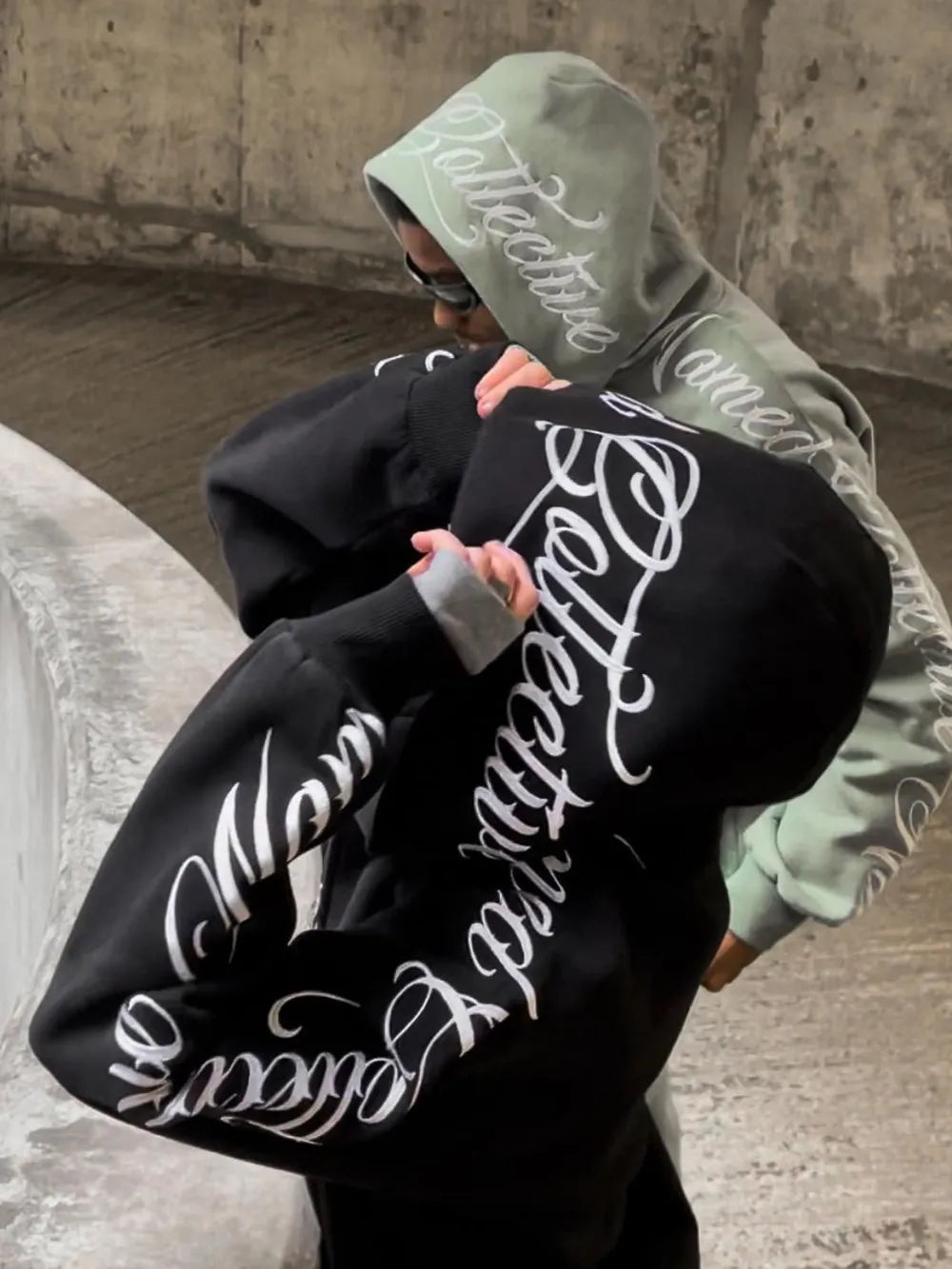 Men's Embroidered Letter Long Sleeve Hoodie