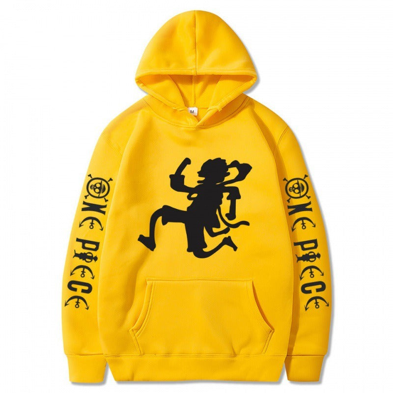 One Piece Pirate King Nika Luffy Shadow Pullover Hoodie with Plush Men's and Women's Coat Sweater
