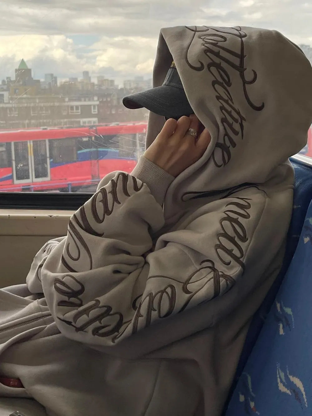 Men's Embroidered Letter Long Sleeve Hoodie