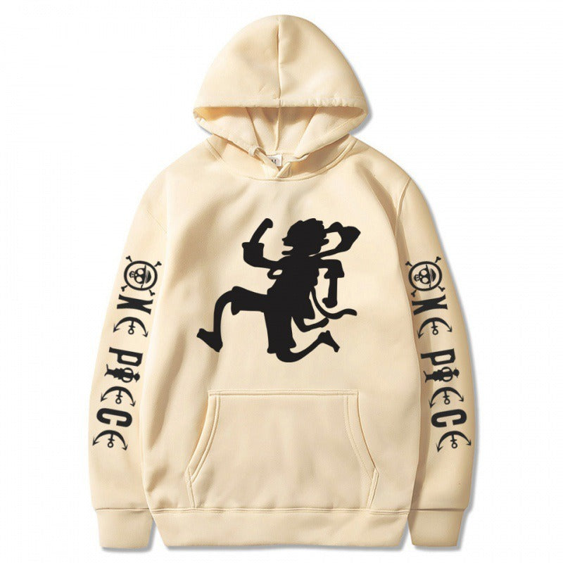 One Piece Pirate King Nika Luffy Shadow Pullover Hoodie with Plush Men's and Women's Coat Sweater