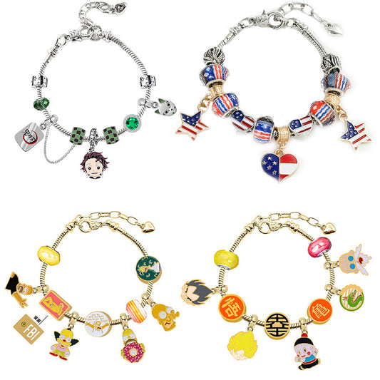 Cross-border Anime SpongeBob SquarePants DIY Beaded Bracelet with Loose Beads for Customizable Jewelry Accessories