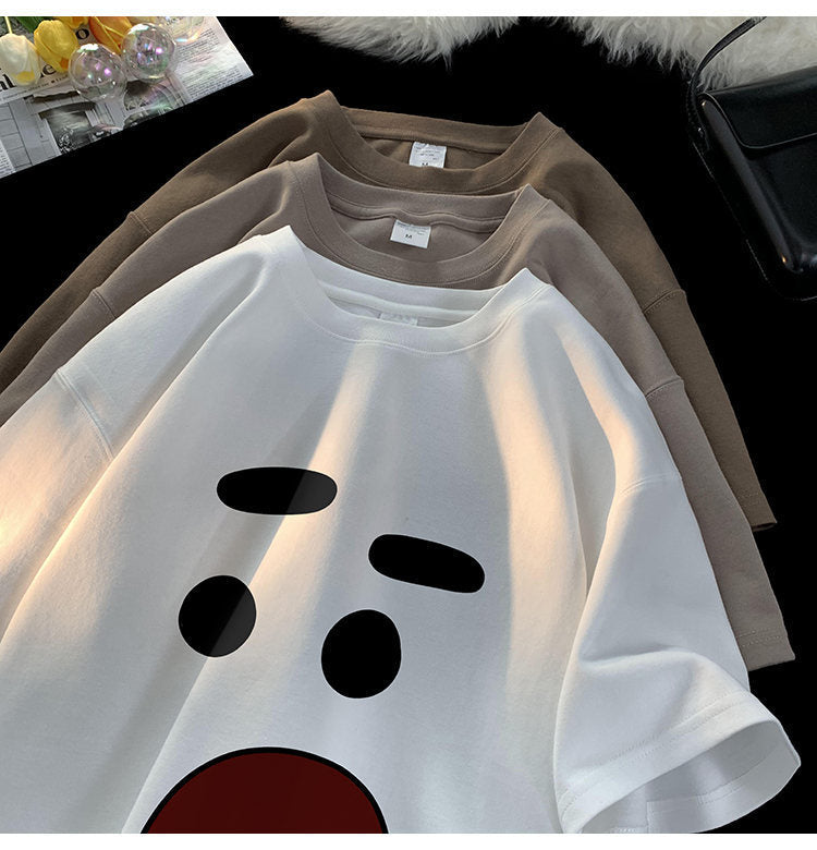 Casual Half Sleeve Oversized Couple Loose Easy To Match Clothes Short Sleeve