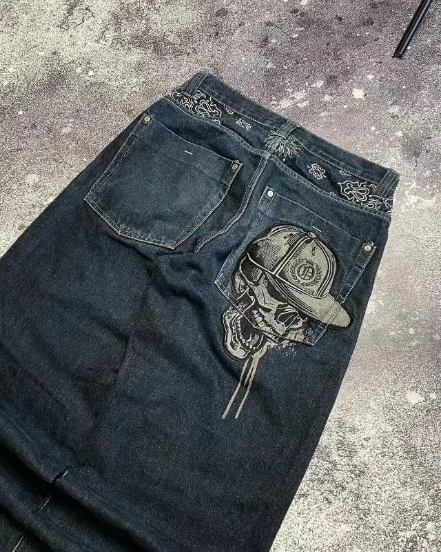 Embroidered Casual Straight-leg