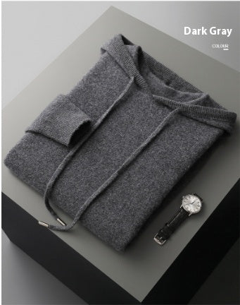 Men's Solid Color Casual Hooded Knitted Sweatshirt Long Pants Set