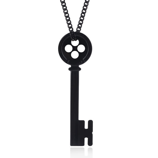Movie Coraline Black Button Key Of The Secret Door Pendant Necklaces Halloween Gift