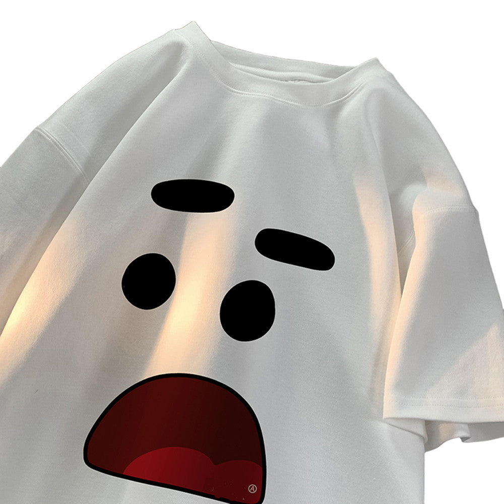 Casual Half Sleeve Oversized Couple Loose Easy To Match Clothes Short Sleeve