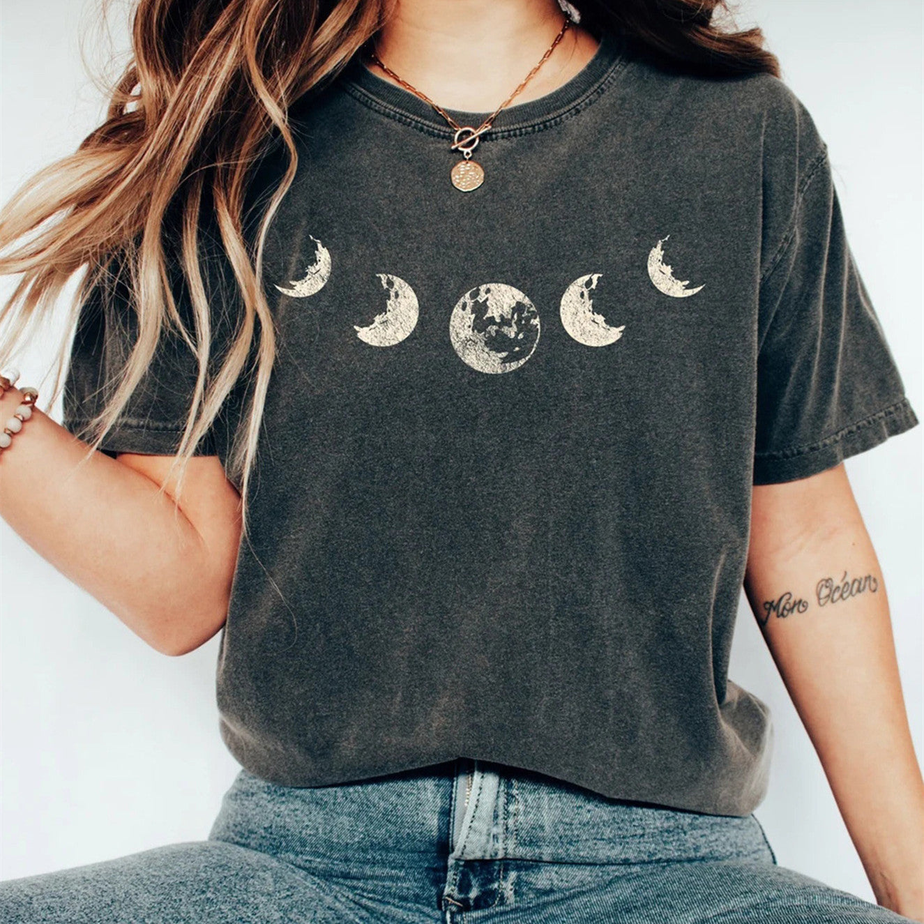 Women's Moon Digital Printed Casual Short-sleeved T-shirt